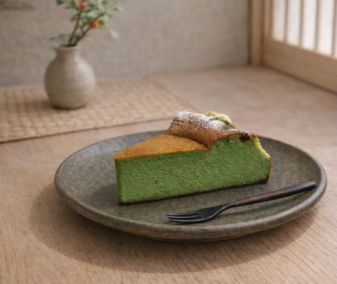 抹茶チーズケーキの写真